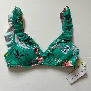 Seafolly Off the Shoulder Bralette Bikini Top New Water Garden Green Size 4